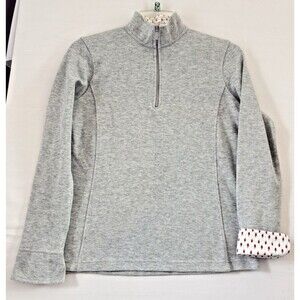 Orvis Sandy Point 1/4 Zip Pullover Top Heather Gray Flip Cuff Sweater Medium